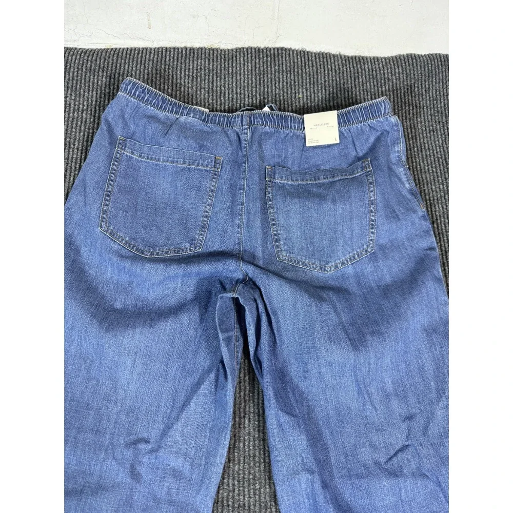 Banana Republic Mid Rise Wide Leg Drawstring Waist Jeans Womens Large Baggy Blue